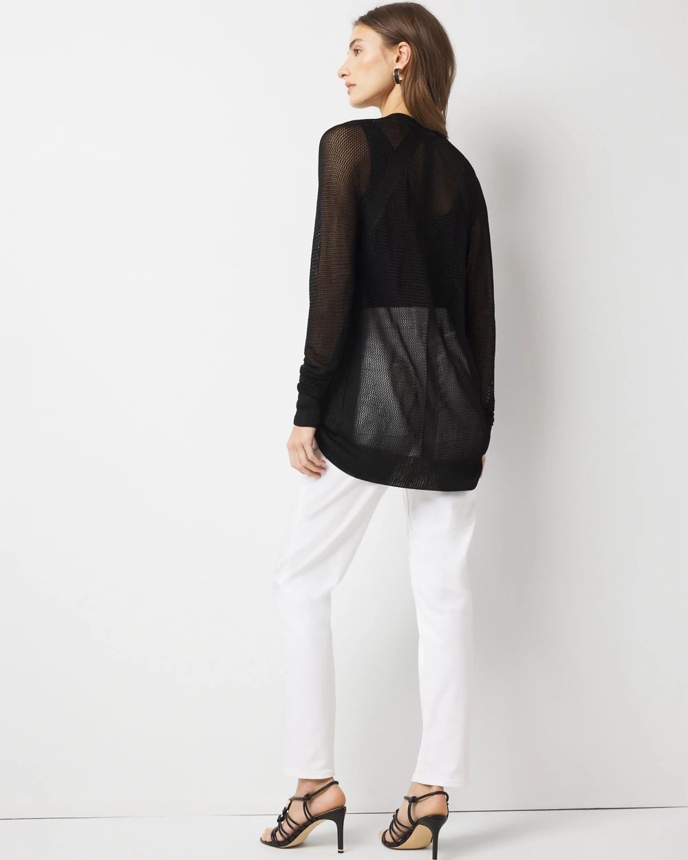 Mesh Cinched Cardigan Sweater | White House Black Market